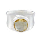 Citrine Solitaire French Sterling Silver Yellow Gemstones Edgy Armor Band Jewelry