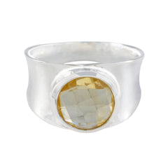 Citrine Solitaire French Sterling Silver Yellow Gemstones Edgy Armor Band Jewelry