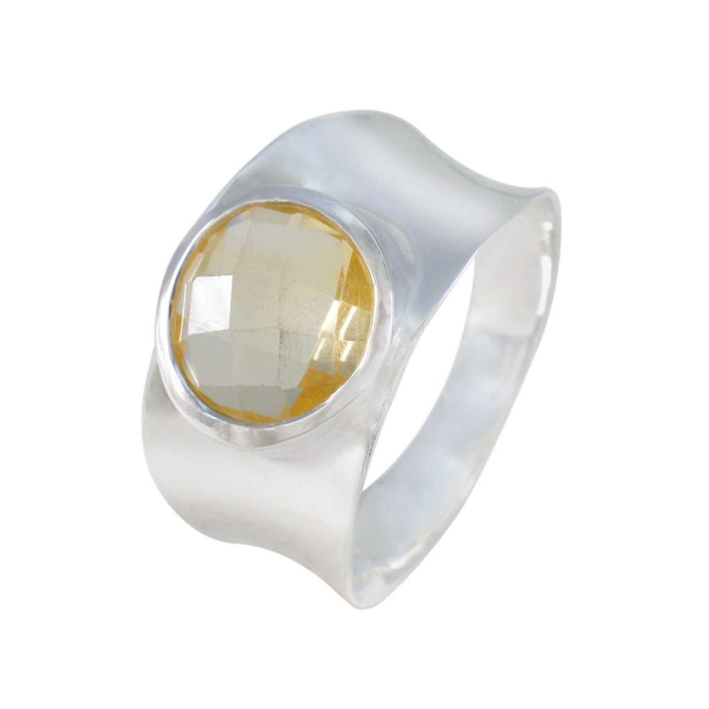 Citrine Solitaire French Sterling Silver Yellow Gemstones Edgy Armor Band Jewelry