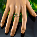 Citrine Solitaire French 925 Silver Yellow Gems Tiny Modern Ring Jewellery