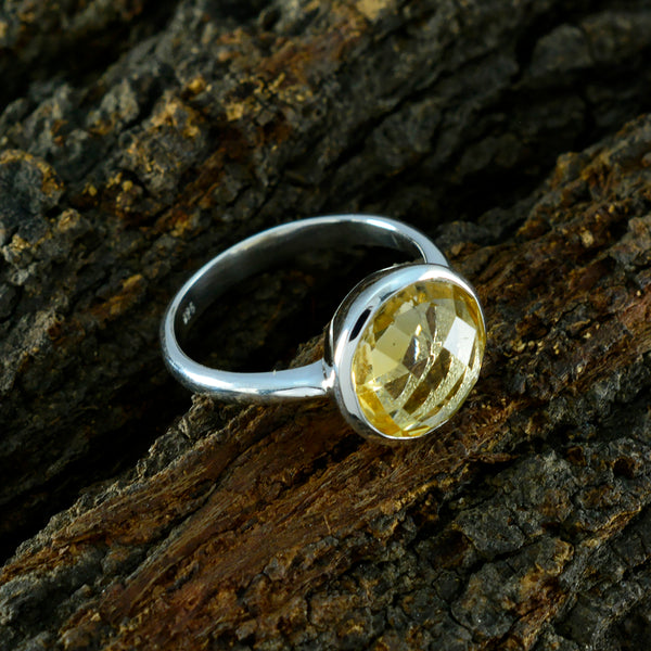 Citrine Solitaire French 925 Silver Yellow Gems Tiny Modern Ring Jewellery