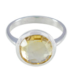 Citrine Solitaire French 925 Silver Yellow Gems Tiny Modern Ring Jewellery