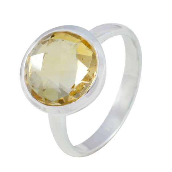 Citrine Solitaire French 925 Silver Yellow Gems Tiny Modern Ring Jewellery