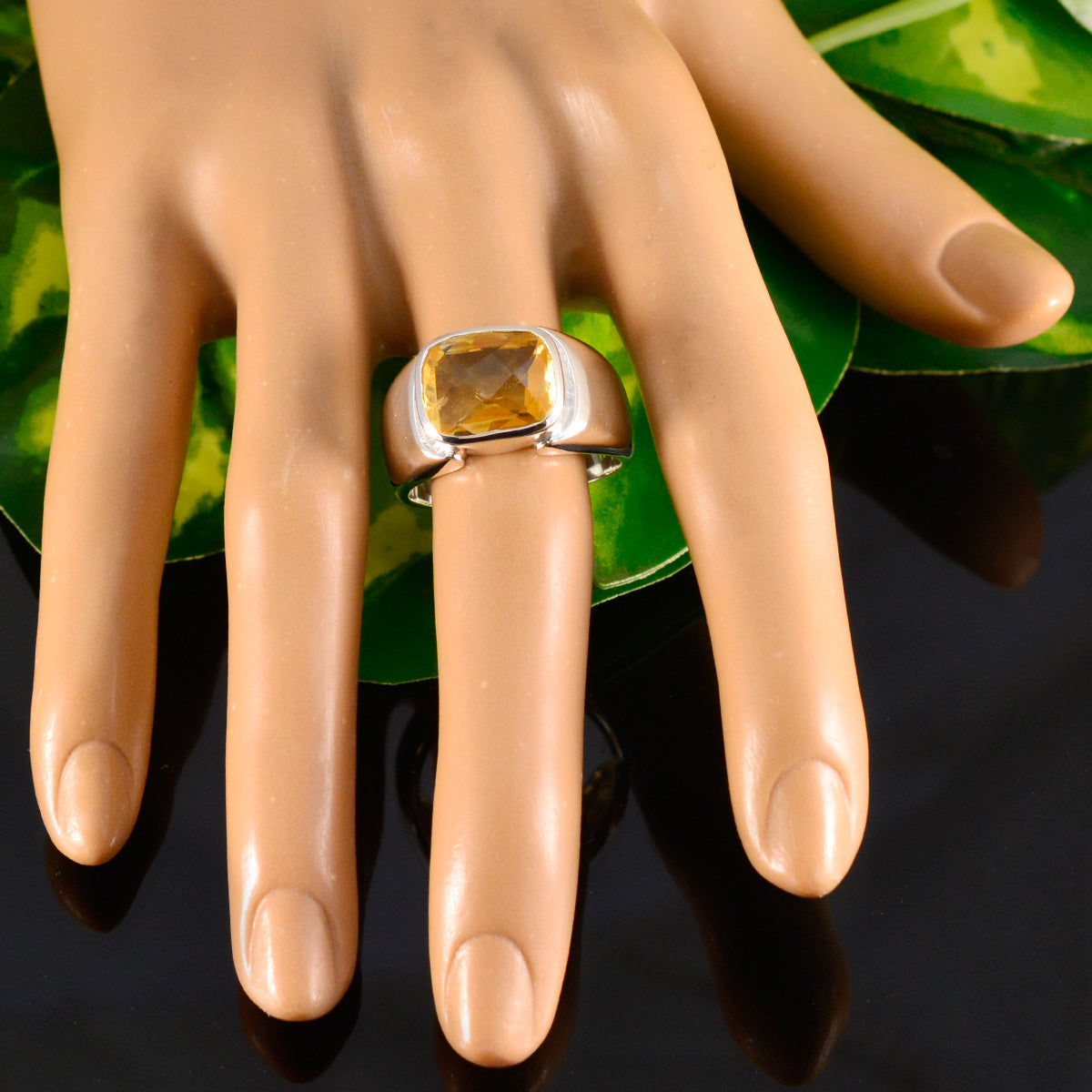 Citrine Solitaire Moroccan 925 Silver Yellow Gems Essential  Modern Ring Jewelry