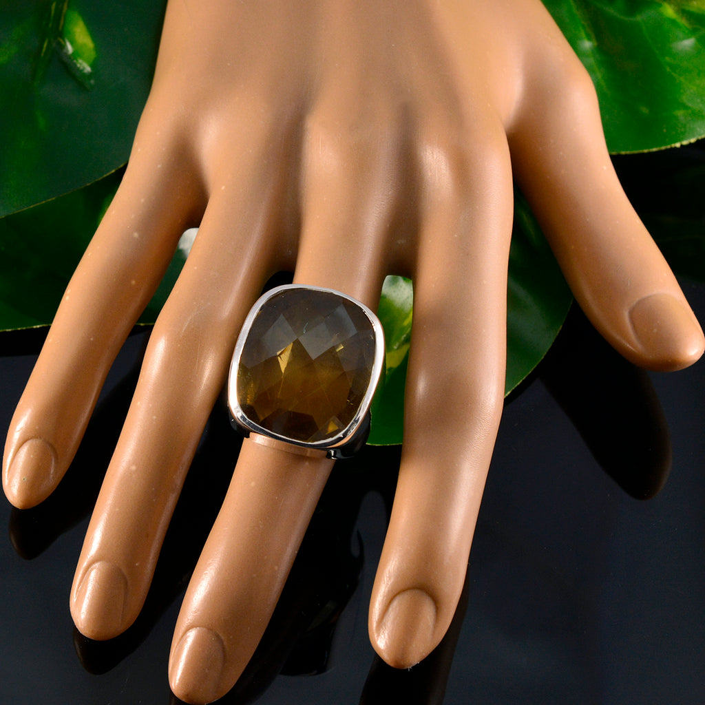 Citrine Solitaire Italian Silver Yellow Gemstones Chunky Armor Ring Jewelry