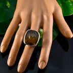 Citrine Solitaire Italian Silver Yellow Gemstones Chunky Armor Ring Jewelry