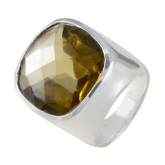 Citrine Solitaire Italian Silver Yellow Gemstones Chunky Armor Ring Jewelry