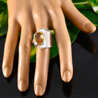Citrine Solitaire Russian Sterling Silver Yellow Gems Essential  Abstract Ring Jewellery