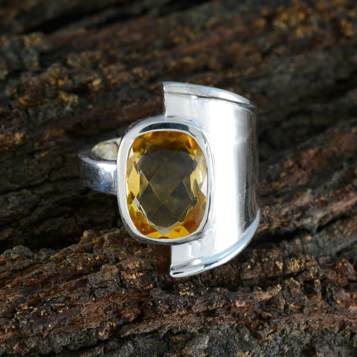 Citrine Solitaire Russian Sterling Silver Yellow Gems Essential  Abstract Ring Jewellery