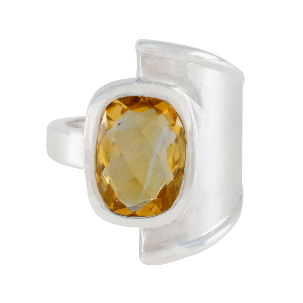 Citrine Solitaire Russian Sterling Silver Yellow Gems Essential  Abstract Ring Jewellery