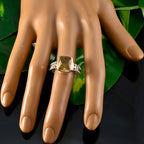 Citrine Solitaire French Sterling Silver Yellow Gemstones Mid weight Trendy Ring Jewellery