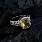 Citrine Solitaire French Sterling Silver Yellow Gemstones Mid weight Trendy Ring Jewellery