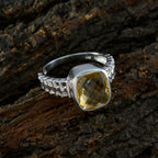 Citrine Solitaire French Sterling Silver Yellow Gemstones Mid weight Trendy Ring Jewellery