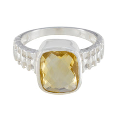 Citrine Solitaire French Sterling Silver Yellow Gemstones Mid weight Trendy Ring Jewellery