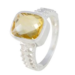 Citrine Solitaire French Sterling Silver Yellow Gemstones Mid weight Trendy Ring Jewellery