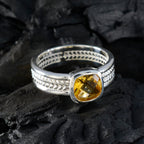 Citrine Solitaire Latin American 92.5 Silver Yellow Gemstone Mid weight Rope Wire Band Jewelry