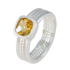 Citrine Solitaire Latin American 92.5 Silver Yellow Gemstone Mid weight Rope Wire Band Jewelry