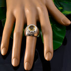 Citrine Halo German 92.5 Silver Yellow Gemstone Chunky Ethnic Ring Jewelry