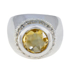 Citrine Halo German 92.5 Silver Yellow Gemstone Chunky Ethnic Ring Jewelry