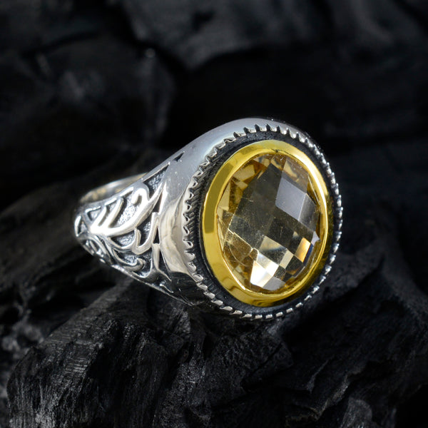 Citrine Solitaire Spanish 92.5 Silver Yellow Gems Eye catching Filigree Ring Jewellery