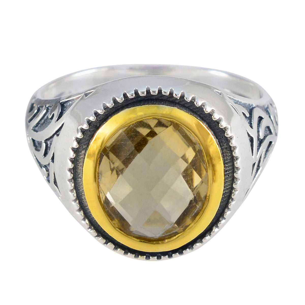Citrine Solitaire Spanish 92.5 Silver Yellow Gems Eye catching Filigree Ring Jewellery Huvudsaklig produktbild