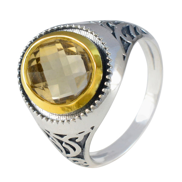 Citrine Solitaire Spanish 92.5 Silver Yellow Gems Eye catching Filigree Ring Jewellery