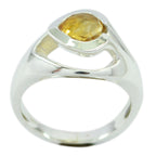 Citrine Solitaire Russian 925 Silver Yellow Gemstones Versatile Promise Ring Jewelry
