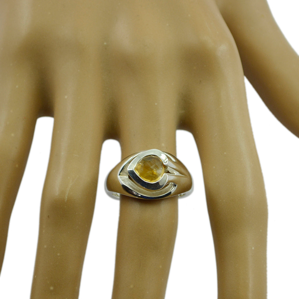 Citrine Solitaire Russian 925 Silver Yellow Gemstones Versatile Promise Ring Jewelry