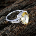 Citrine Solitaire Indian 925 Silver Yellow Gems Eye catching Feminine Ring Jewellery