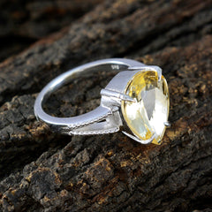 Citrine Solitaire Indian 925 Silver Yellow Gems Eye catching Feminine Ring Jewellery