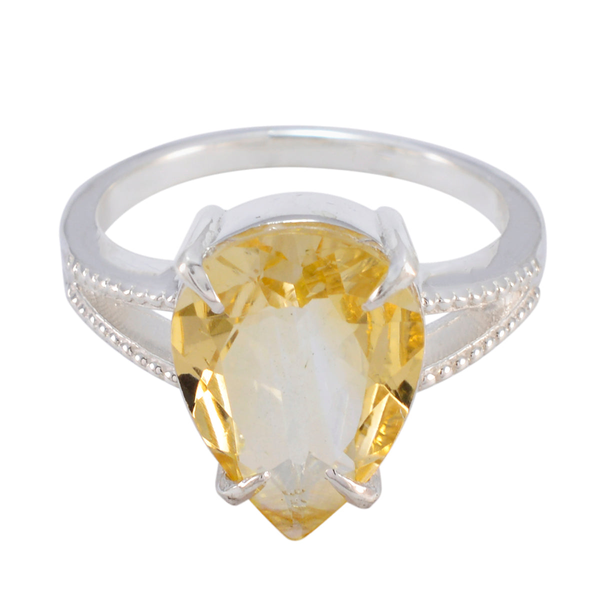 Citrine Solitaire Indian 925 Silver Yellow Gems Eye catching Feminine Ring Jewellery