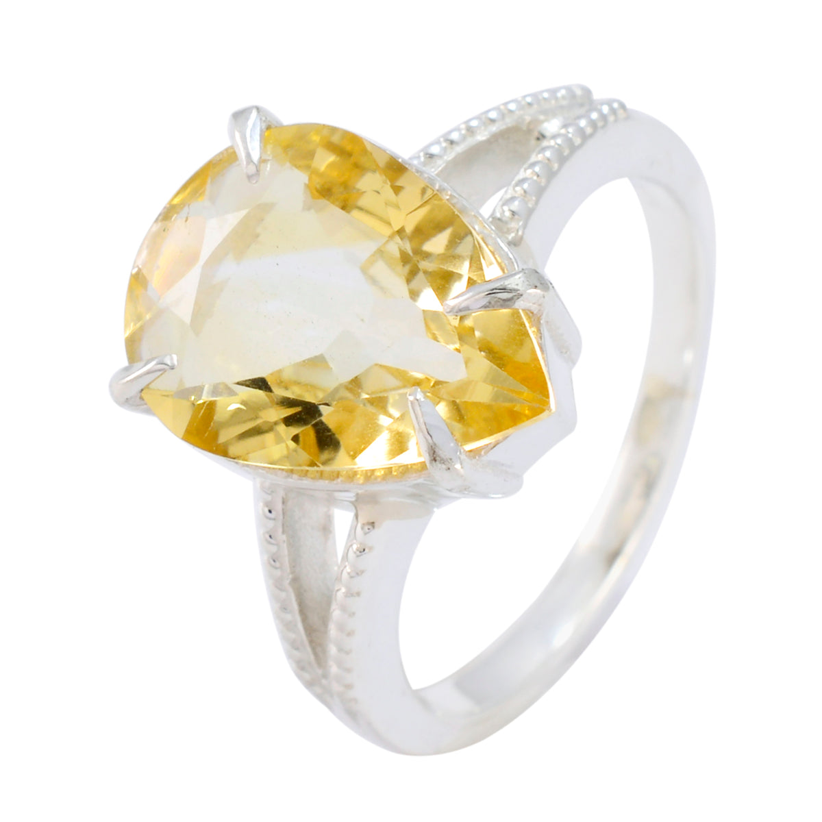 Anillo solitario de citrino en plata india 925 con gemas amarillas, joya femenina y llamativa. Imagen secundaria del producto