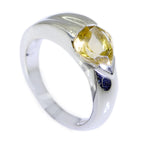 Citrine Solitaire French 92.5 Silver Yellow Gemstone Classic Engagement Ring Jewellery
