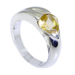 Citrine Solitaire French 92.5 Silver Yellow Gemstone Classic Engagement Ring Jewellery