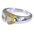 Citrine Solitaire French 92.5 Silver Yellow Gemstone Classic Engagement Ring Jewellery