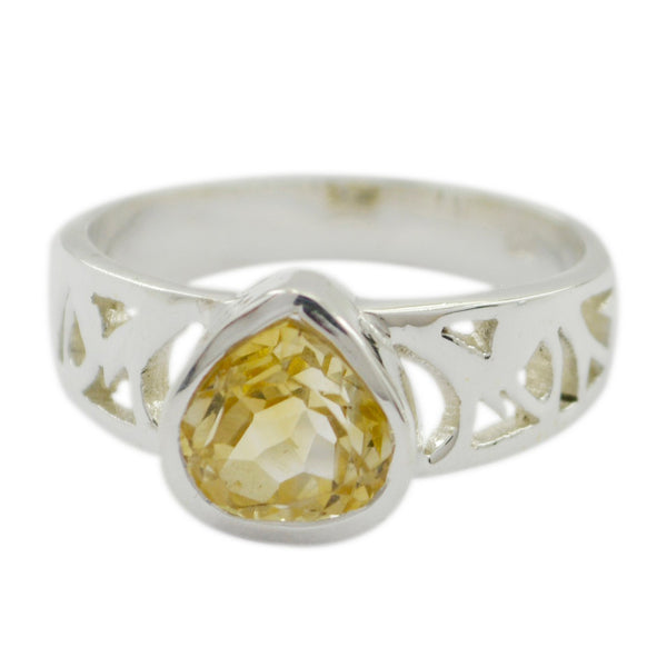 Citrine Solitaire Indian 92.5 Silver Yellow Gemstones Eye catching Glamorous Ring Jewellery
