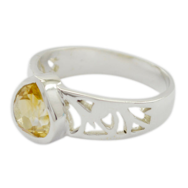 Citrine Solitaire Indian 92.5 Silver Yellow Gemstones Eye catching Glamorous Ring Jewellery