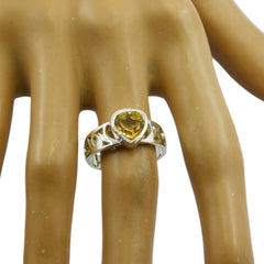 Citrine Solitaire Indian 92.5 Silver Yellow Gemstones Eye catching Glamorous Ring Jewellery