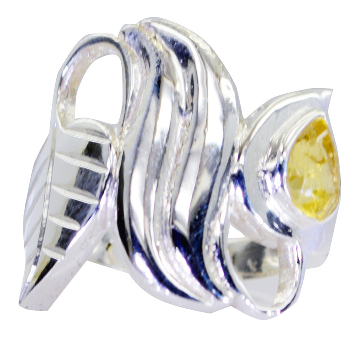 Citrine Solitaire German 925 Sterling Silver Yellow Gemstones Minimal wedding Ring Jewellery
