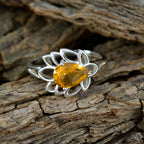 Citrine Solitaire Russian 925 Silver Yellow Gemstones Featherlight Promise Ring Jewelry