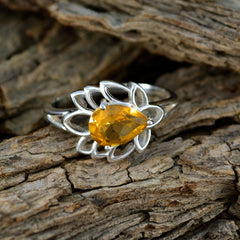 Citrine Solitaire Russian 925 Silver Yellow Gemstones Featherlight Promise Ring Jewelry