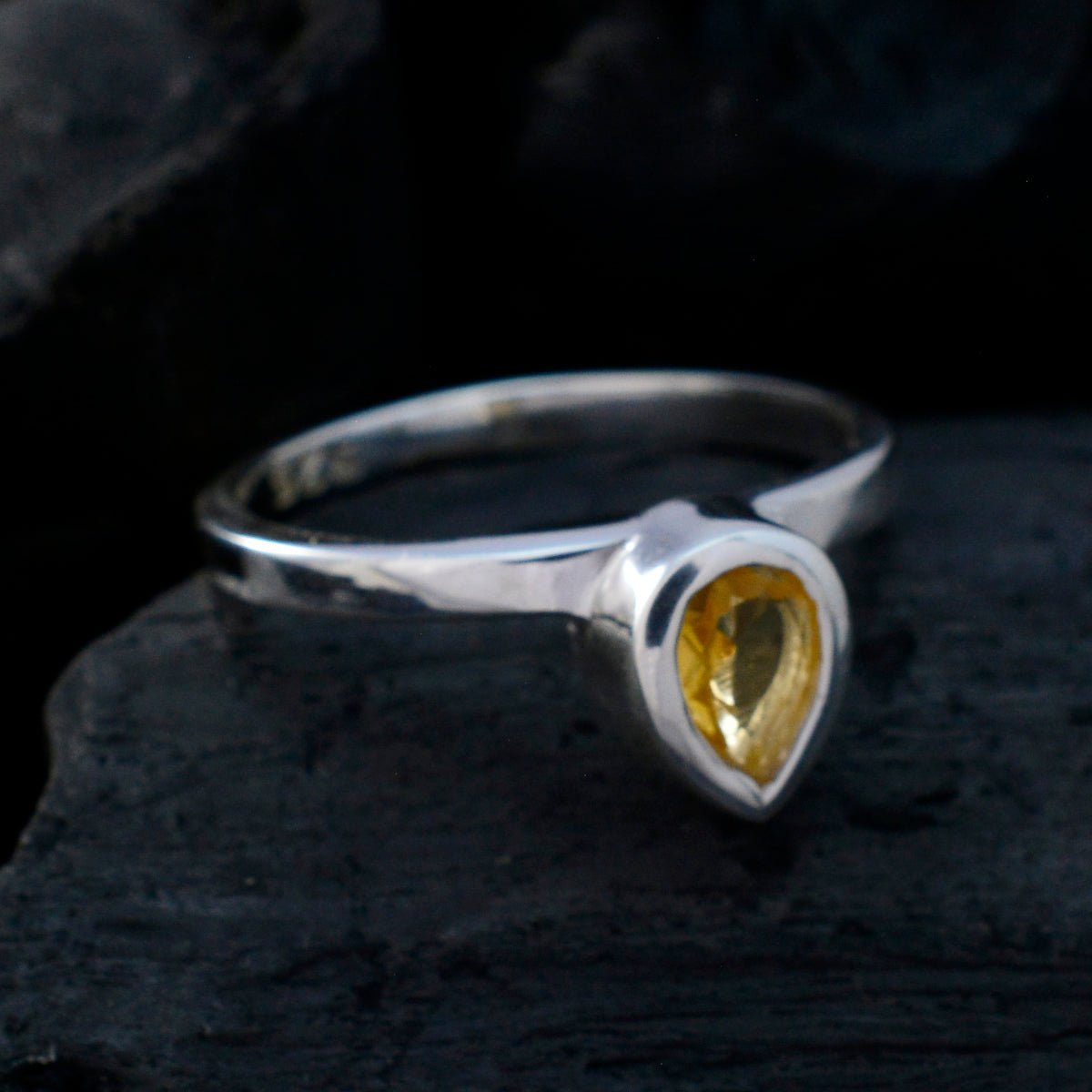 Citrine Solitaire American Sterling Silver Yellow Gemstones Dainty Romantic Ring Jewellery