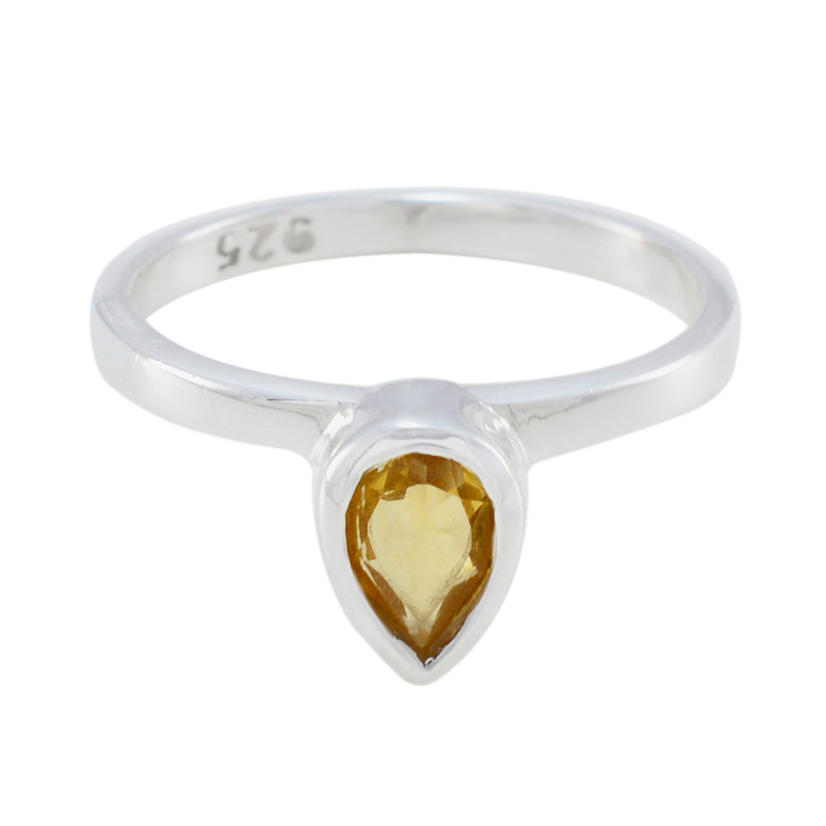 Citrine Solitaire American Sterling Silver Yellow Gemstones Dainty Romantic Ring Jewellery メイン画像
