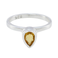 Citrine Solitaire American Sterling Silver Yellow Gemstones Dainty Romantic Ring Jewellery