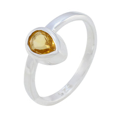 Citrine Solitaire American Sterling Silver Yellow Gemstones Dainty Romantic Ring Jewellery