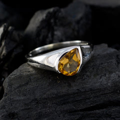 Citrine Solitaire African 92.5 Silver Yellow Gemstones Featherlight Glamorous Ring Jewellery
