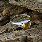 Citrine Solitaire African 92.5 Silver Yellow Gemstones Featherlight Glamorous Ring Jewellery