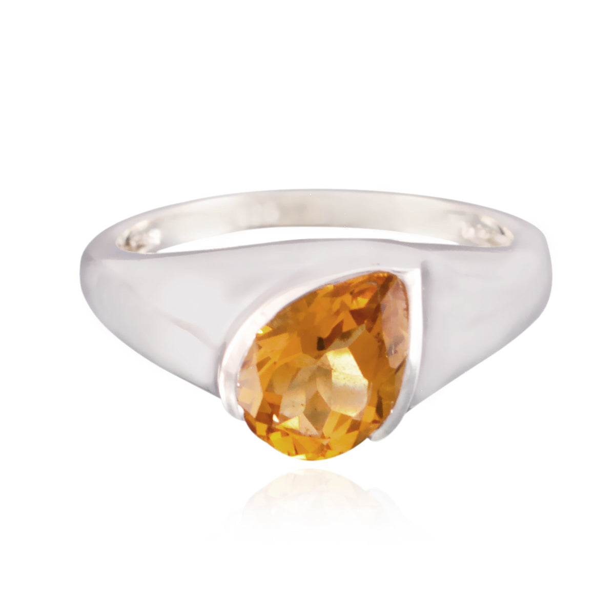 Citrine Solitaire African 92.5 Silver Yellow Gemstones Featherlight Glamorous Ring Jewellery Main image