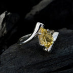 Citrine Solitaire Korean 92.5 Silver Yellow Gemstone Whisper thin Engagement Ring Jewelry