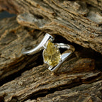 Citrine Solitaire Korean 92.5 Silver Yellow Gemstone Whisper thin Engagement Ring Jewelry